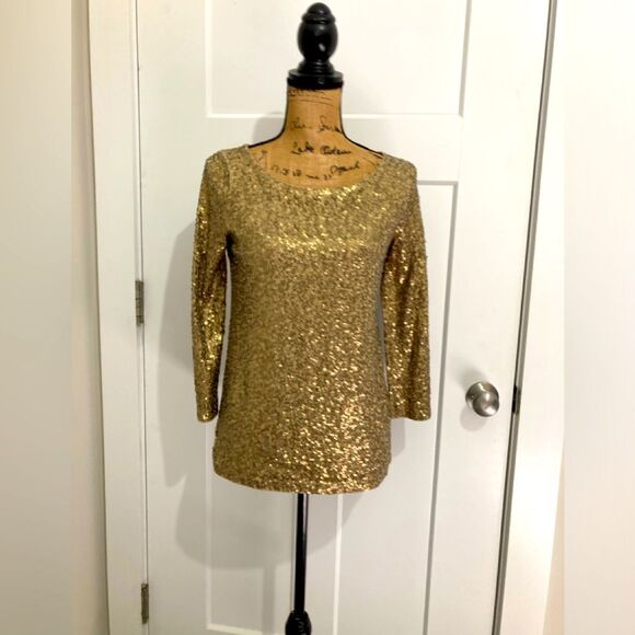 J. Crew Tops - J.Crew Collection Gold Sequin Top XS
